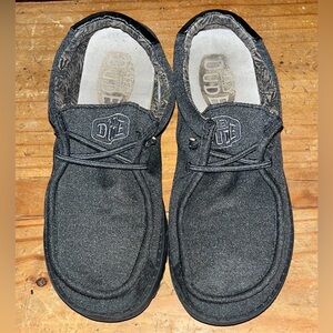 Hey Dude Wally Big Kids Boat Shoes - Black - Youth Sz 6